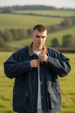 Cedar Wood State Canvas Chore Barn Coat Jacket Men's Size Large Blue corduroy 