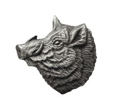 Boar Head Pewter Brooch - Hand