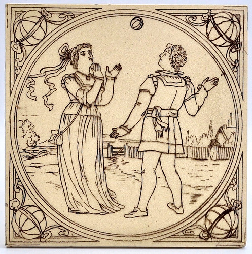 Antique fireplace tile sports - fireplace, "sports