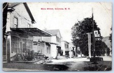 1914 LAURENS NEW YORK MAIN STREET BELL TELEPHONE TELEGRAPH SIGN ANTIQUE POSTCARD