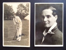 JACK HOBBS & HERBERT SUTCLIFFE 1926 PAIR OF INK AUTOGRAPHED CRICKET POSTCARDS