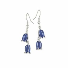 Bluebell Enamel Finish Silver Tone Drop Pierced Earrings