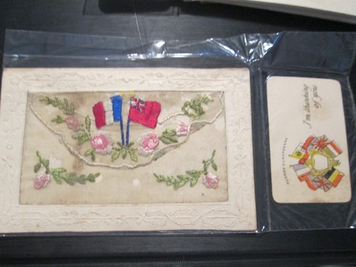 Embroidered silk postcard - embroidered,