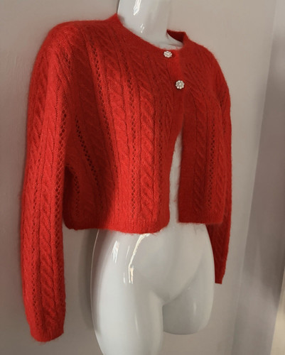 Zara red cable - cable-knit, button