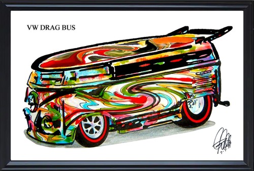 Drag bus racing poster print - bus,