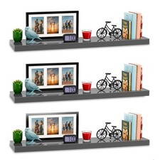 Floating Wall Shelf High Gloss White Grey Black Mounted Display Shelf