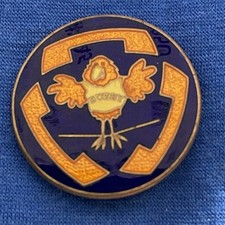 GPO Telecommunications Buzby cartoon bird advertising Enamel badge Pin - Vibrant