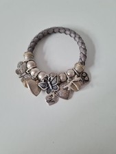 Bibi Bijoux Grey Silver Tone charm  Beaded  Bracelet