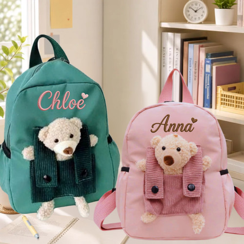 Bear backpack custom name - backpack,