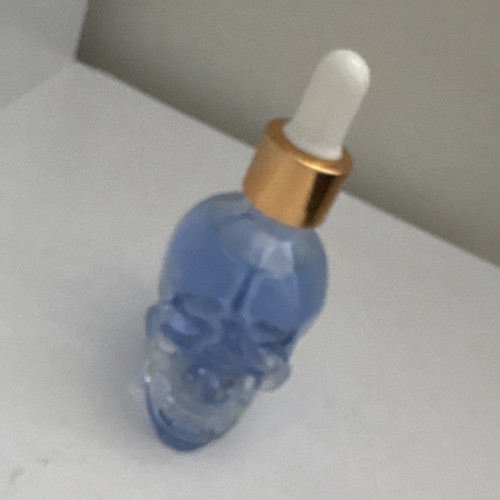 Blue glass skull - glass, skull-shaped