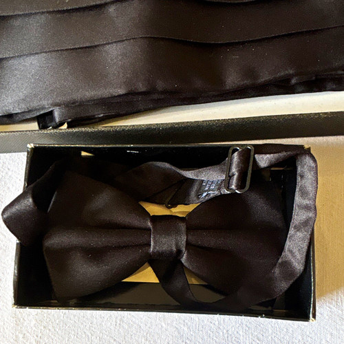 Men black polyester bow - polyester,