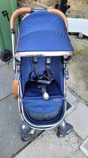 Egg Regal Blue Chrome Pram with newborn inserts and foot muffs