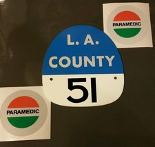 LA COUNTY 51 "EMERGENCY 51" FIRE HELMET WHITE SHIELD  Black 51 & Paramedic Decal