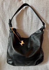 ♲Unusual *RADLEY* Large Black Leather Bucket Slouch Hobo Zip Shoulder Bag ♲