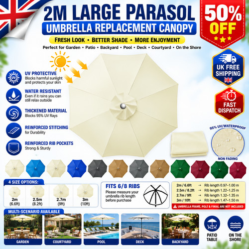 Large parasol umbrella - 2m,