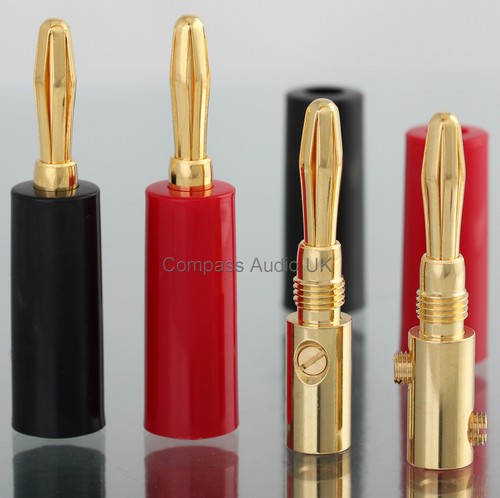 4mm gold banana - banana, plugs