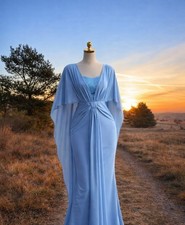 Sky Blue Maxi Dress With Cape