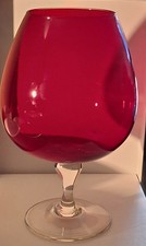 Beautiful Vintage Ruby Red Oversized Brandy Balloon Glass 26cm high