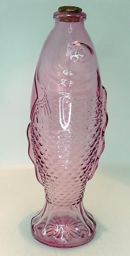 Vintage danish pink glass fish - danish,