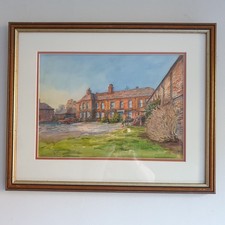 David W. Birch Landscape Watercolour - Framed - The Manor Wing Hanbury Worcester