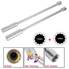 2025 14mm +16mm Thin Wall Magnetic Swivel Spark Plug Socket 12-Point 3/8 Drive