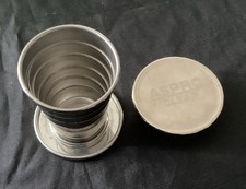 Vintage Aluminium Metal Collapsible Aspro Clear Travel Cup With Lid