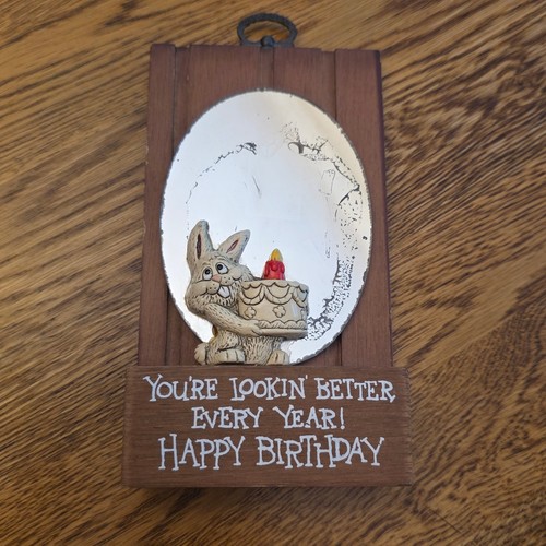 Vintage wood bunny birthday - wood,
