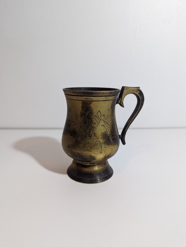Tankard etched brass vintage - tankard,