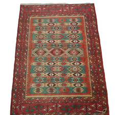 Torkaman Golestan Striped Muharramat Geometric Tribal Hand Knotted Rug 120x160cm