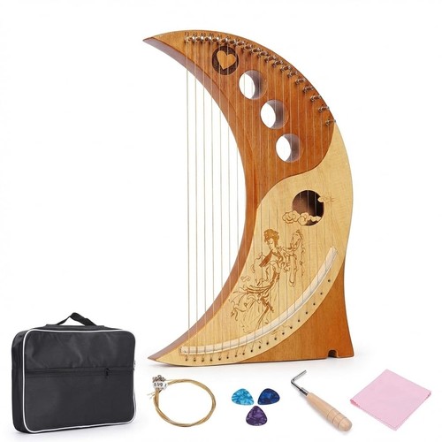 Lyre harp string moon - harp,,