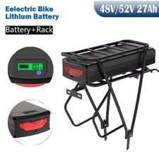 Rack Rear Ebike battery 48V 52V Lithium for 250w 750w 1000w 1500w 2000w motor