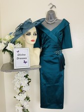 Mother of Bride  Ispirato Small Size 18 Dark Green  Pencil Dress & Fascinator