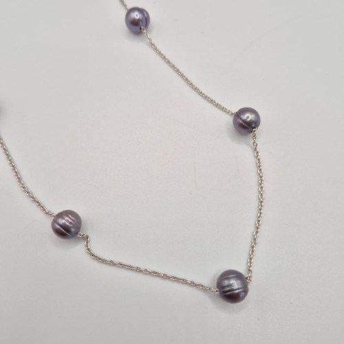 Genuine pearl station necklace - pearl,