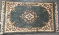 John Lewis Aubusson Style Wool Rug Green Cream Floral Pattern 100 X 60cm VGC