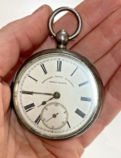 ANTIQUE SILVER HALLMARKED 1886 GENTS POCKET WATCH ENGLANDS GLORY PRIZE TICKING