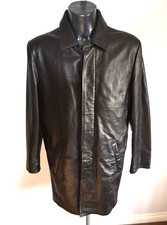 Montana Mens Black Leather Long Trench Coat Goth Steampunk Matrix Size Large