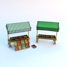 LASER CUT 4x MARKET STALLS OO GAUGE MODEL RAILWAY 1:76 OO SCALE LX067-OO