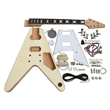 Electric Guitar DIY Kit FV1 Flamed Maple Chrome White Pickguard