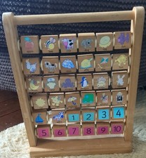 WOODEN ABACUS ALPHABET BLOCKS
