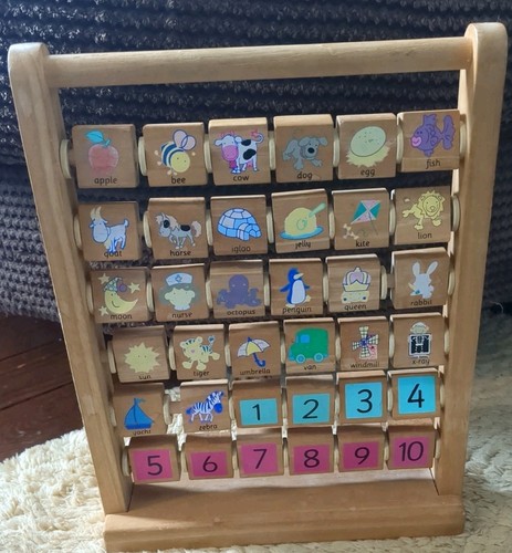 Wooden abacus alphabet blocks - wooden,