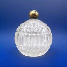 Large Victorian Cut Glass Globe Scent Perfume Bottle with Brass Top