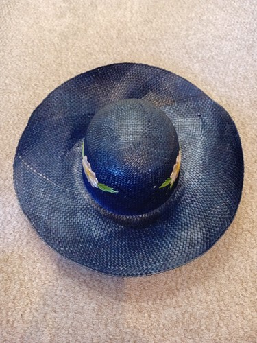 Ladies straw navy hat with - ladies,