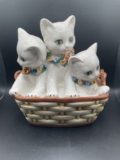Vtg 1950s Ceramic 3-Kittens in