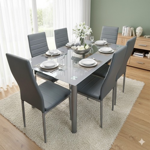 Grey striped glass dining - grey,