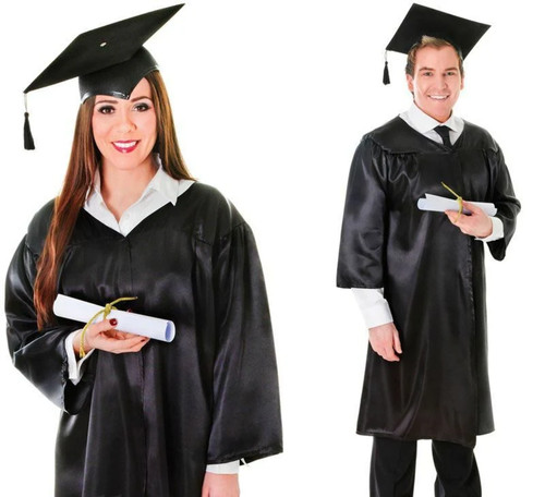 Adults black graduation robe - adults,