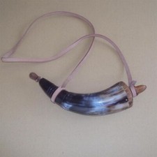 12" Powder Horn With Leather Strap For Costume, LARP, Theatre or Re-enactment