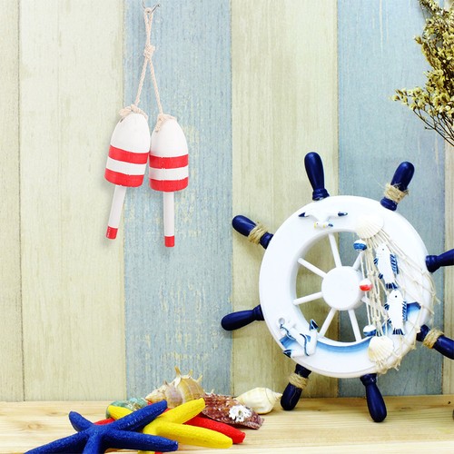 2pcs nautical wood buoy decor - 2pcs,