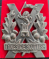 Tyneside Scottish. British Military white metal Badge with lugs