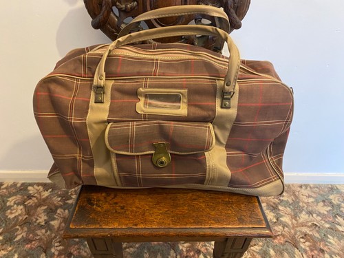 Vintage tartan holdall carry - tartan,