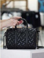 Kurt Geiger Kensington Boston Drench Quilted Black Leather Bowling Bag